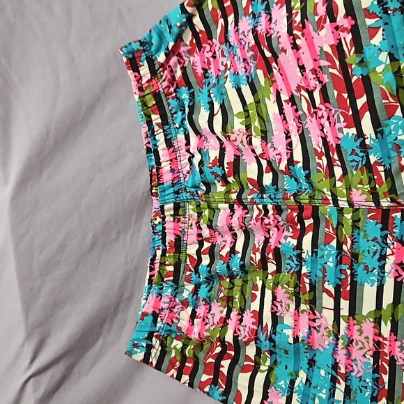 J Village Women's Knit Leggings Stripe Floral Pull On Aqua Pink Print-NWOT-OSFM - Picture 4 of 9